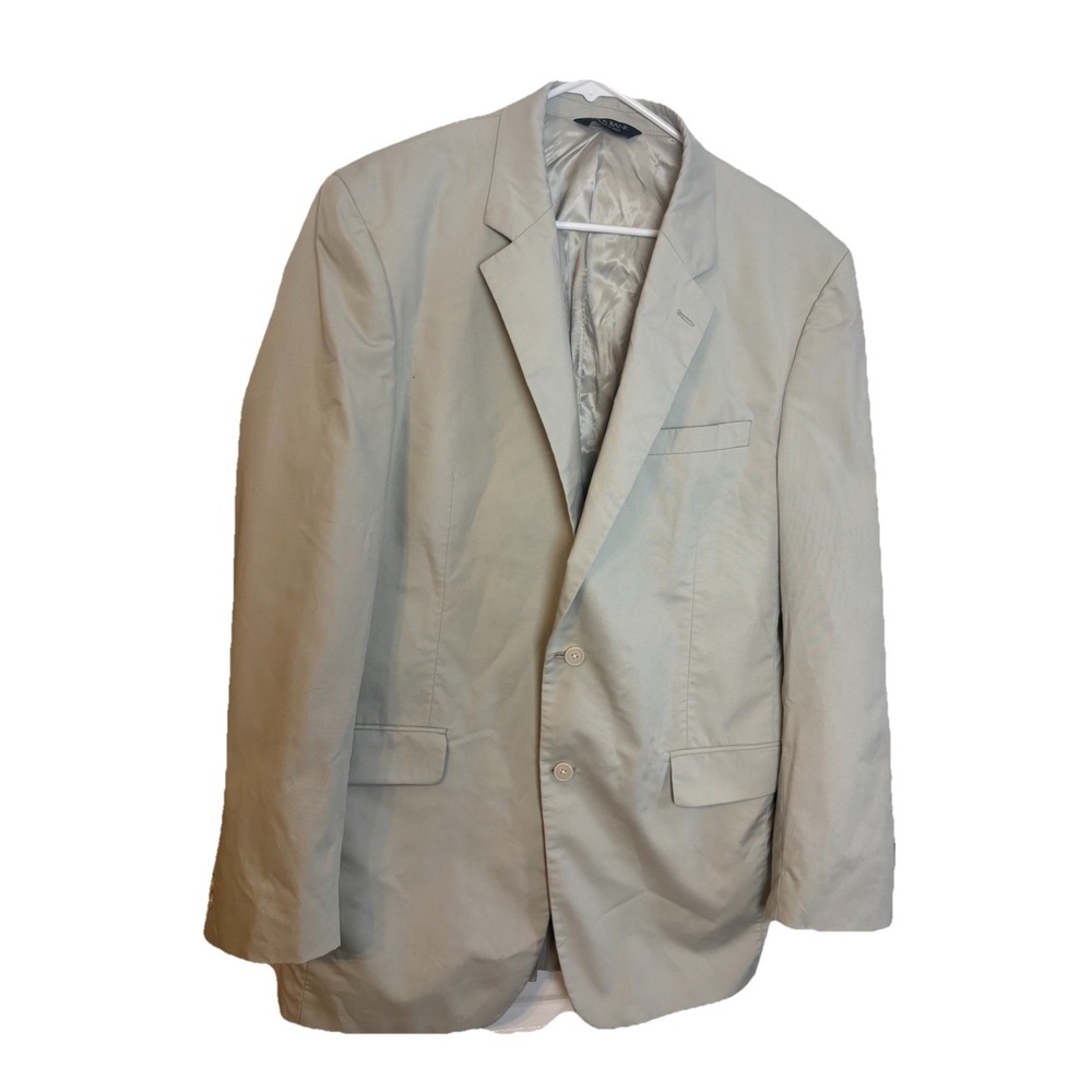 Jos A Bank Mens 44R Cotton Blend Blazer Suit Jacket Khaki Tan Lined Sport Coat